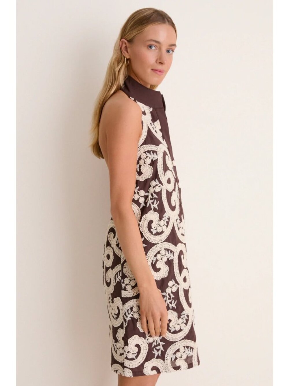 TUCKERNUCK Embroidered Jagger Mini Dress Cafe Scroll Size Small NWT - Picture 3 of 12